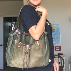Lucky brand leather suede shoulder bag